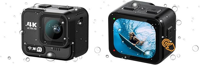 Thumbnail: Action Camera Underwater Camera Body Waterproof 68FT 4K 60FPS EIS 20MP Mini C…
