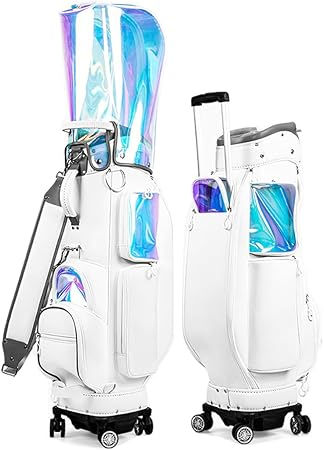 Thumbnail: Golf Cart Bag with Transparent Design and 4-Wheel Trolley System for Easy Tra…