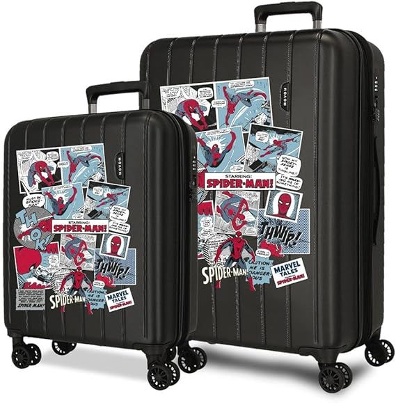 Thumbnail: Joumma Marvel Spiderman Comic Suitcase Set Black 55/65 cm Rigid 6.8 kg TSA Cl…