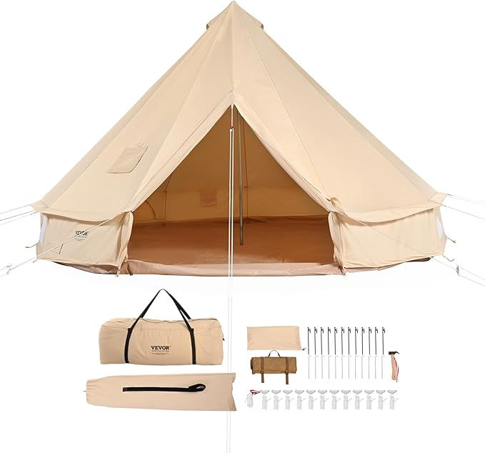 Thumbnail: VEVOR Canvas Bell Tent, 4 Seasons Yurt Tent, Canvas Tent for Camping with Sto…
