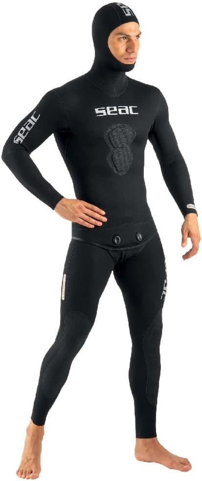 Thumbnail: SEAC Black Shark, Two-Pieces 7 mm Open-Cell Neoprene Wetsuit for Spearfishing…