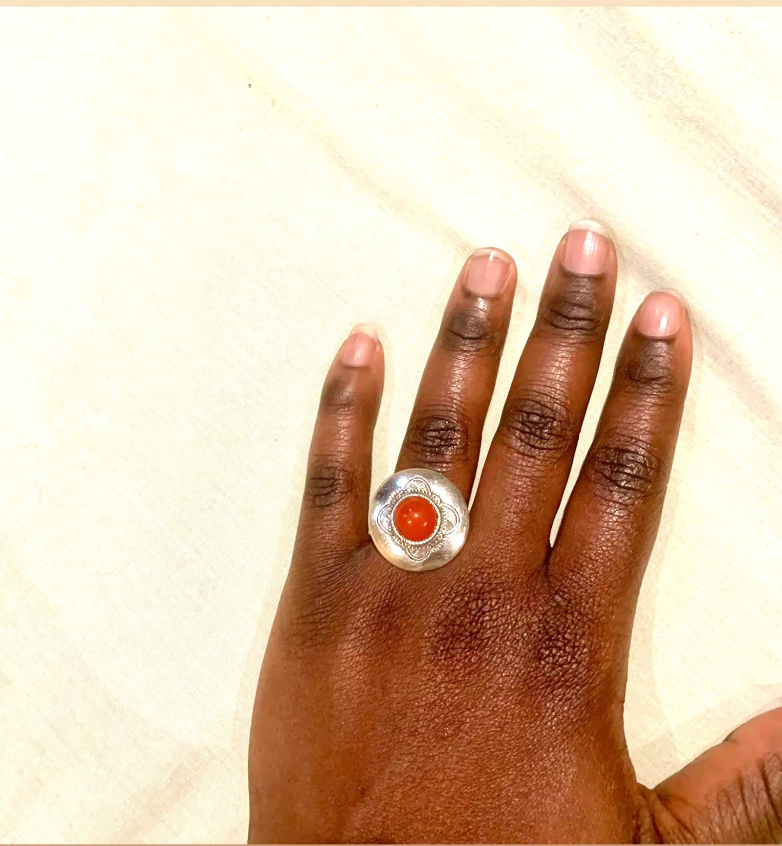 silver and pearl ring