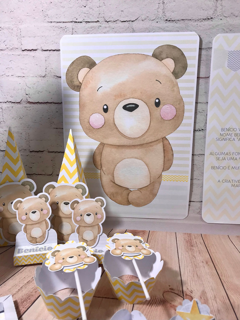 Miniatura: Kit É só um bolinho - Ursinho amarelo e cinza