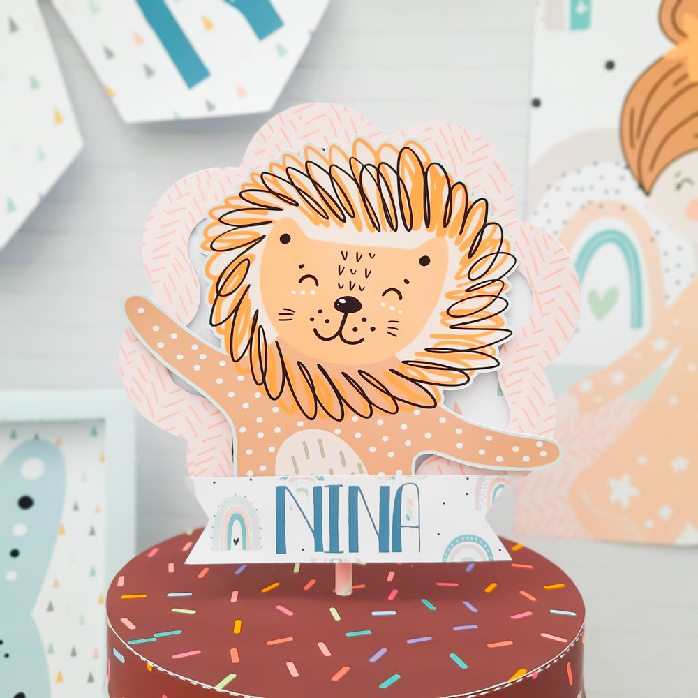 Topo de Bolo Circular - Escandinavo Menina