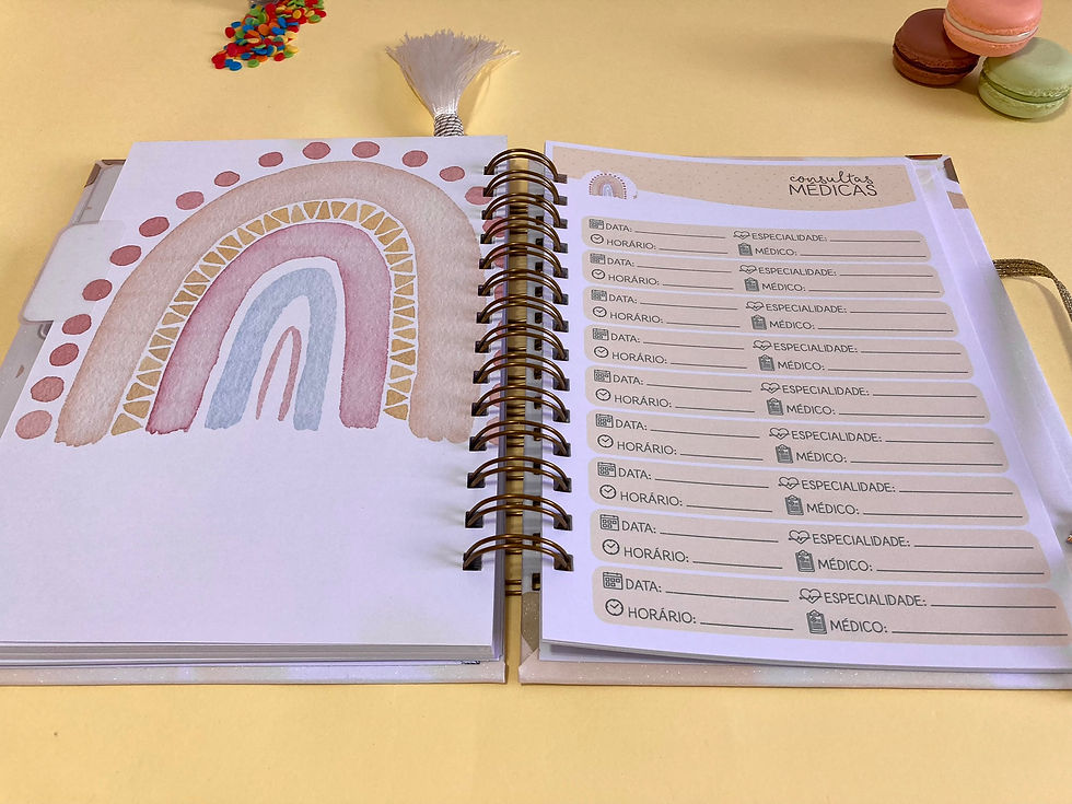 Miniatura: Caderneta de Saúde + Porta documentos A5 (pequeno) - Arco Iris Boho