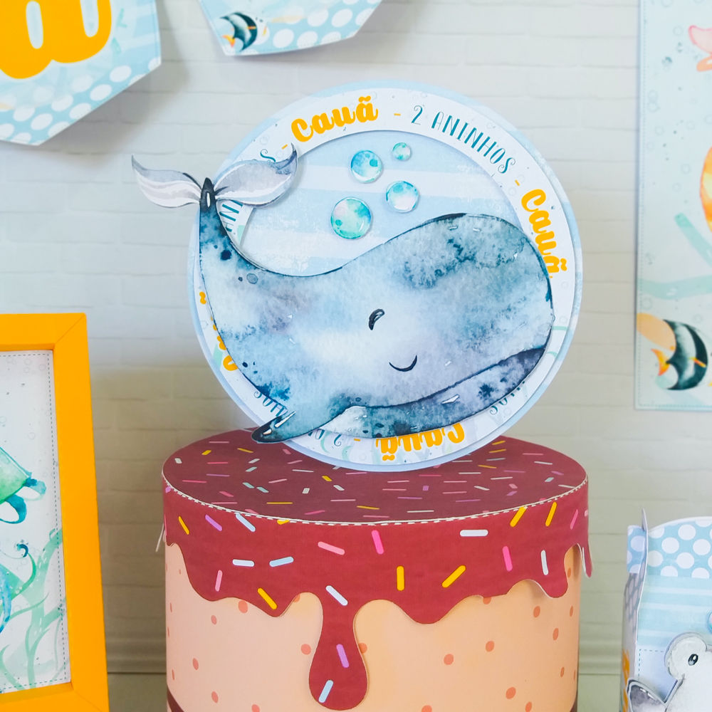 Topo de Bolo Circular - Fundo do Mar