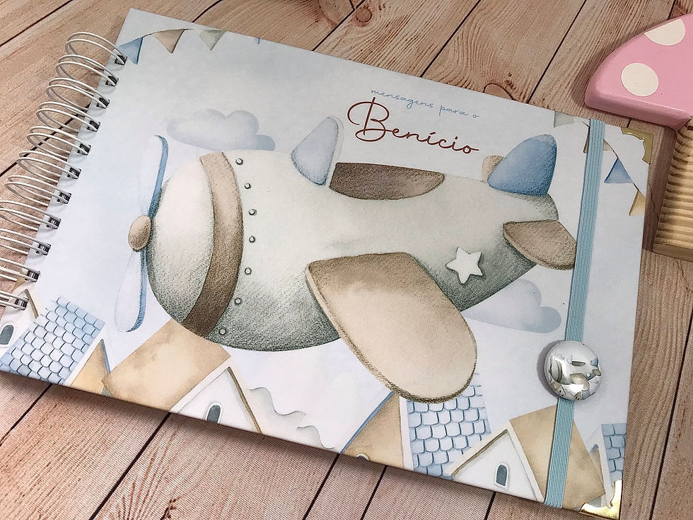 Livro de Mensagens - Avião Aquarelado