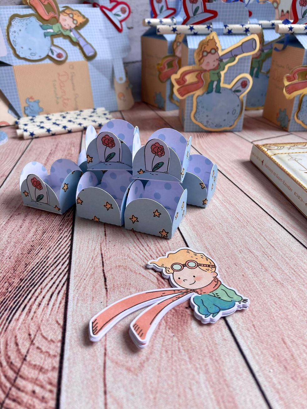 Miniatura: Porta docinhos + topper foto baby - Pequeno Príncipe - 50 Unidades