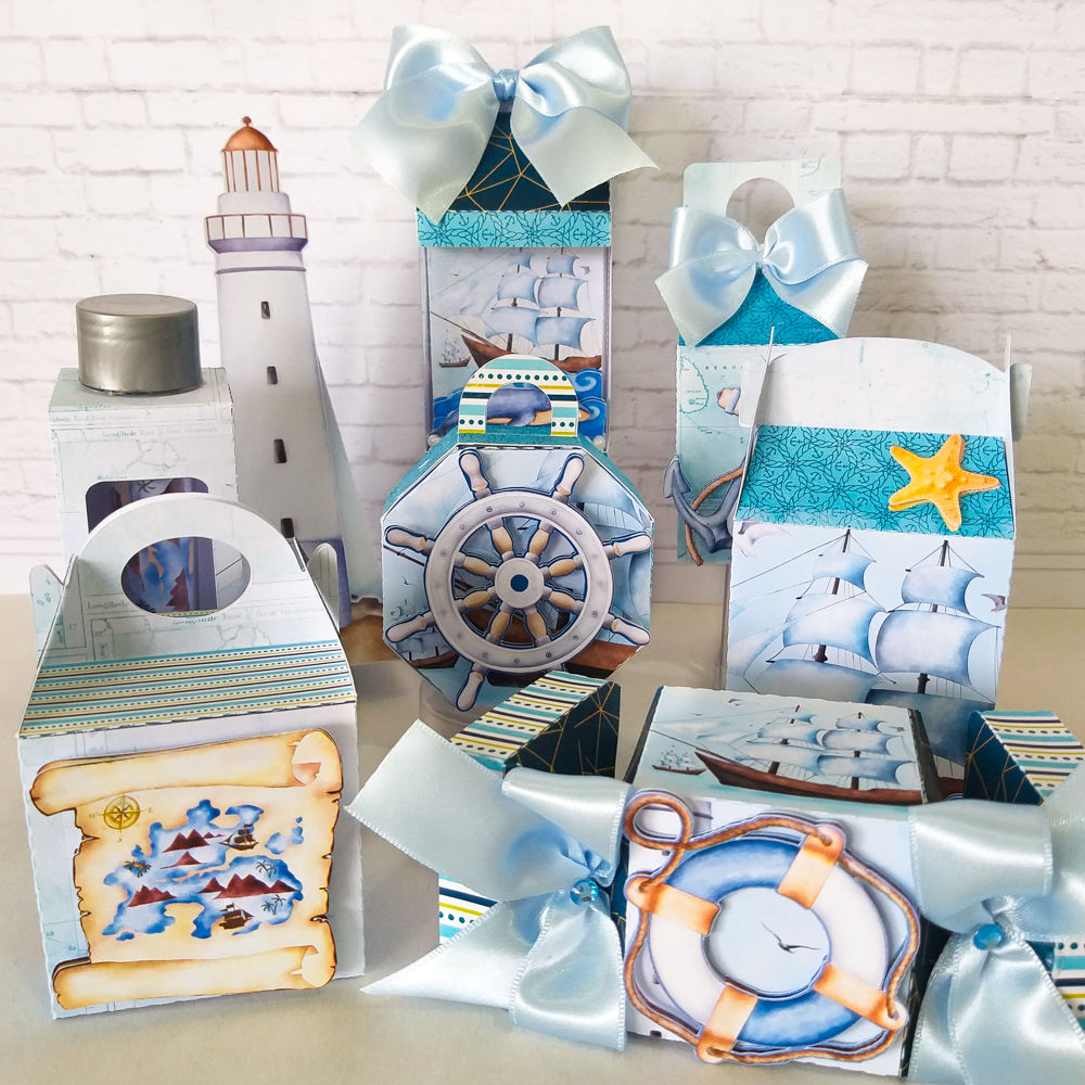 Combo 40 caixinhas Marinheiro - Lembrancinhas