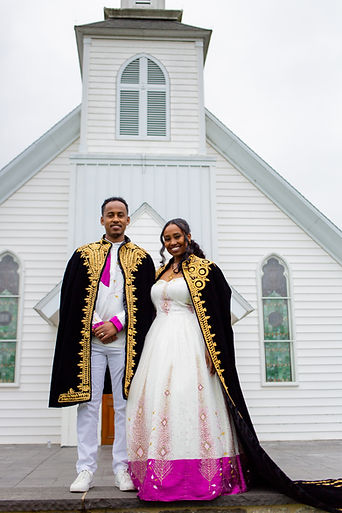 Bride and Groom portrait in front of church