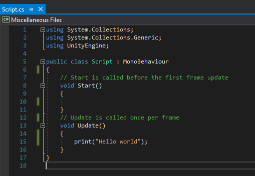Coding in Unity using C#