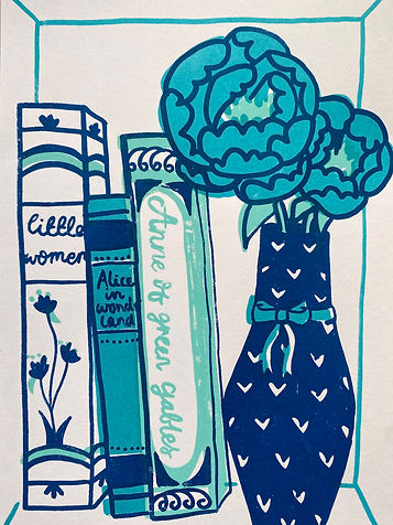 Vase with Books - 2024, Screen Print on paper