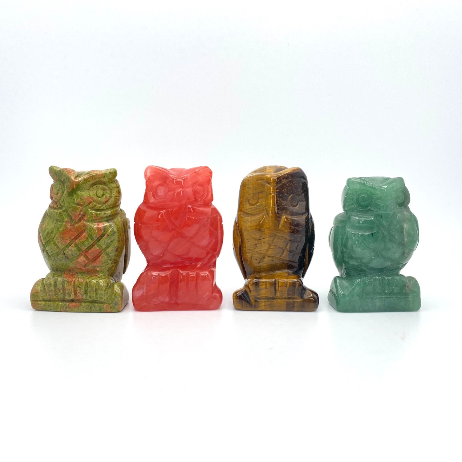 Owl Carving - Choose from Red or Green Aventurine