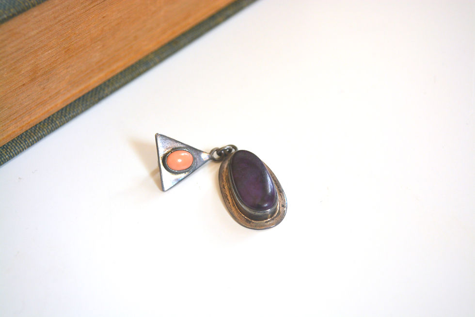 Thumbnail: Sugilite + Pink Coral Vintage Necklace Pendant