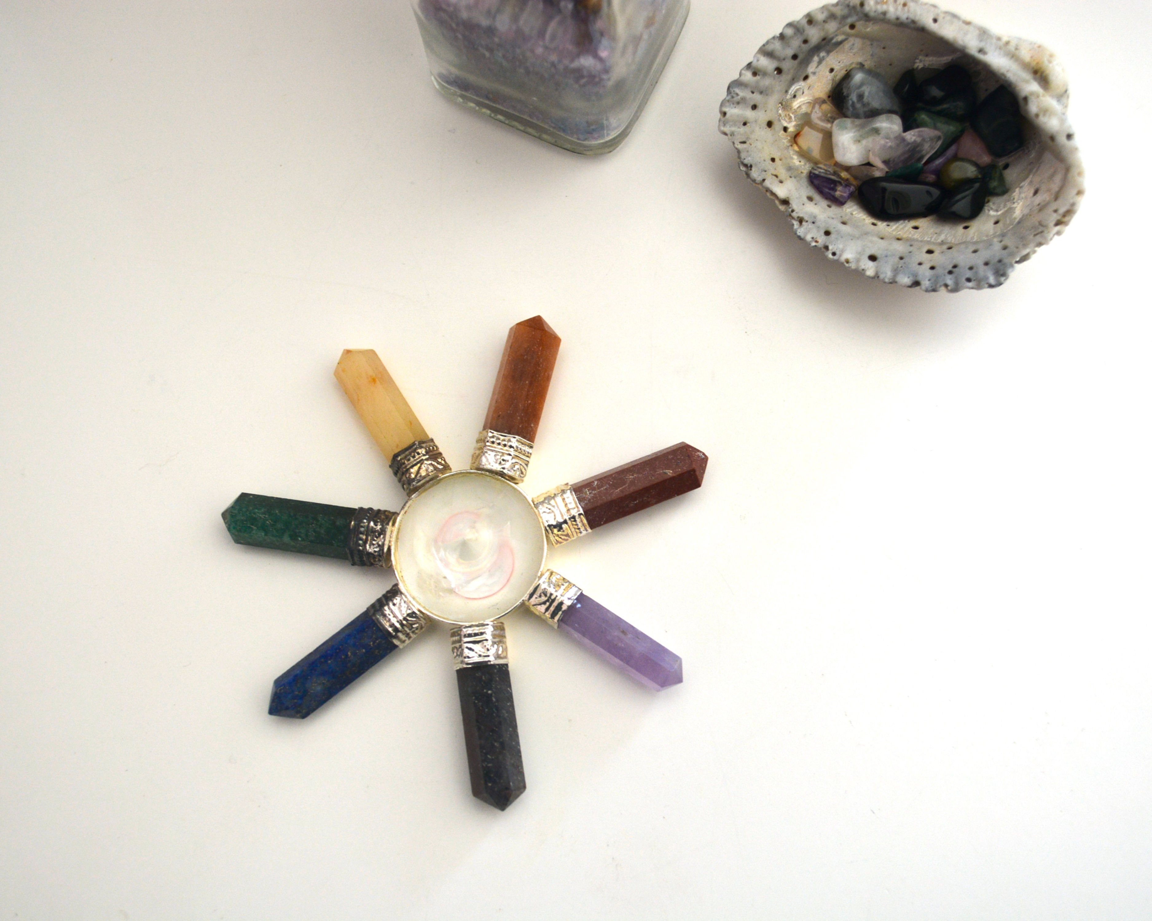 Chakra Stone Generator with Quartz Pyramid Center