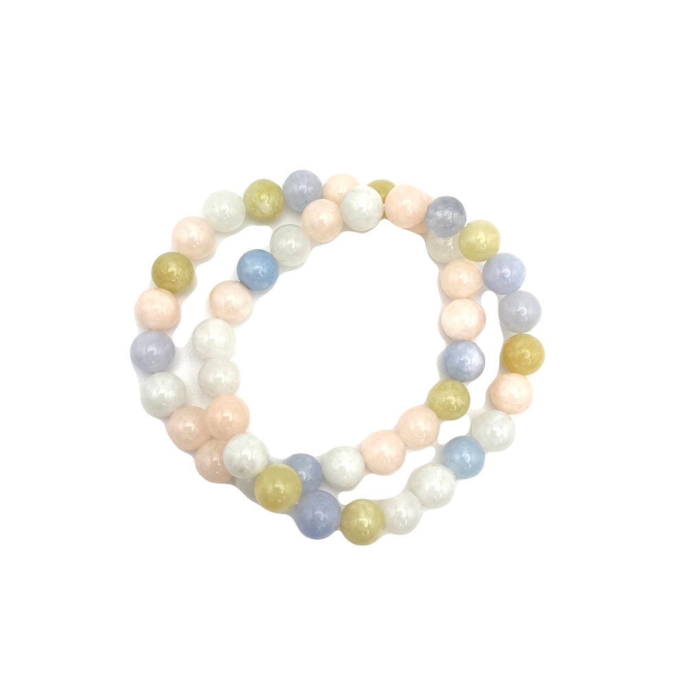 Morganite + Aquamarine Stretch Bead Bracelet