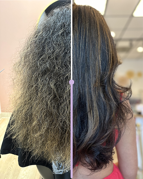 Curly hair to straight hair