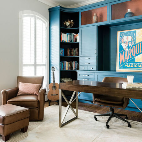 Updated modern transitional home office by Houston design firm Nancy Lane Interiors.