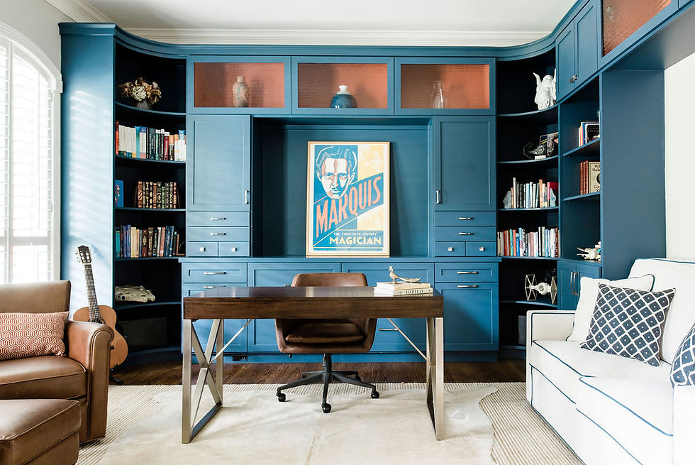 Updated modern transitional home office by Houston design firm Nancy Lane Interiors.