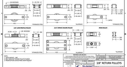 Return & Drive Pulley Specifications