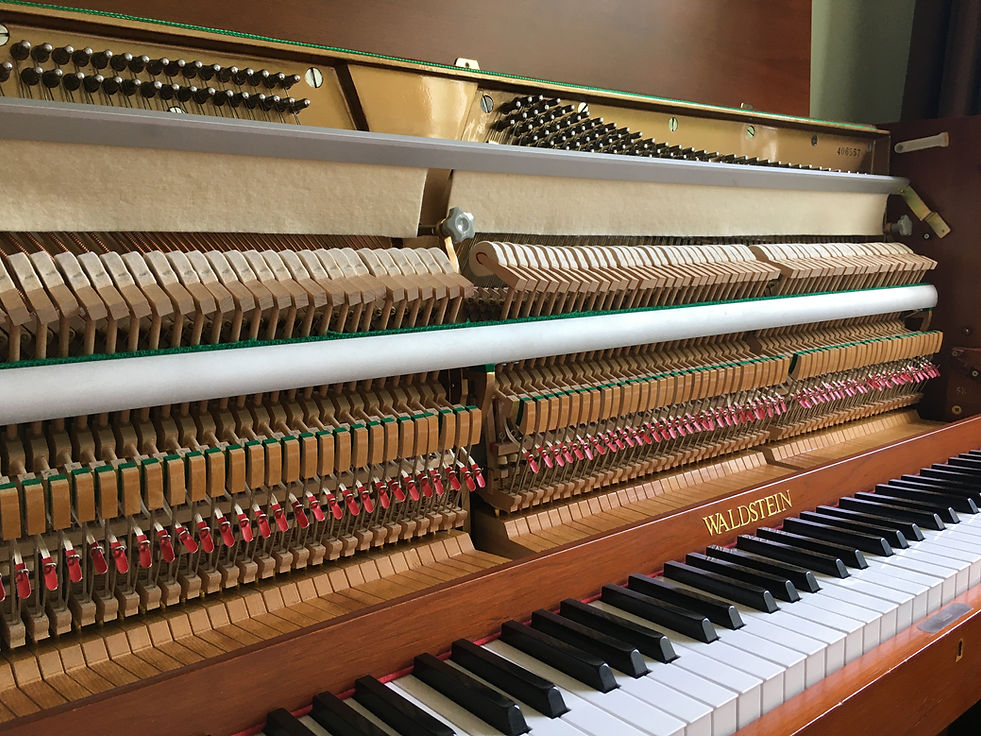 View inside of an upright piano