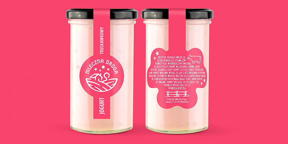 Etykiety jogurtów Mleczna Droga - projekt Paco De Zine