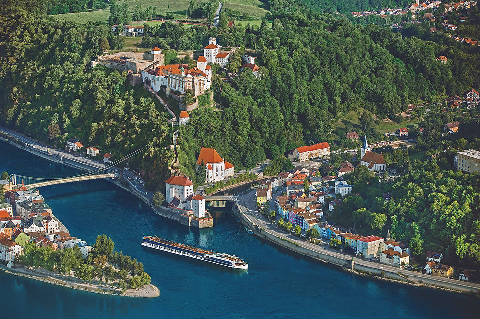 A river cruise ship sailing through Germany