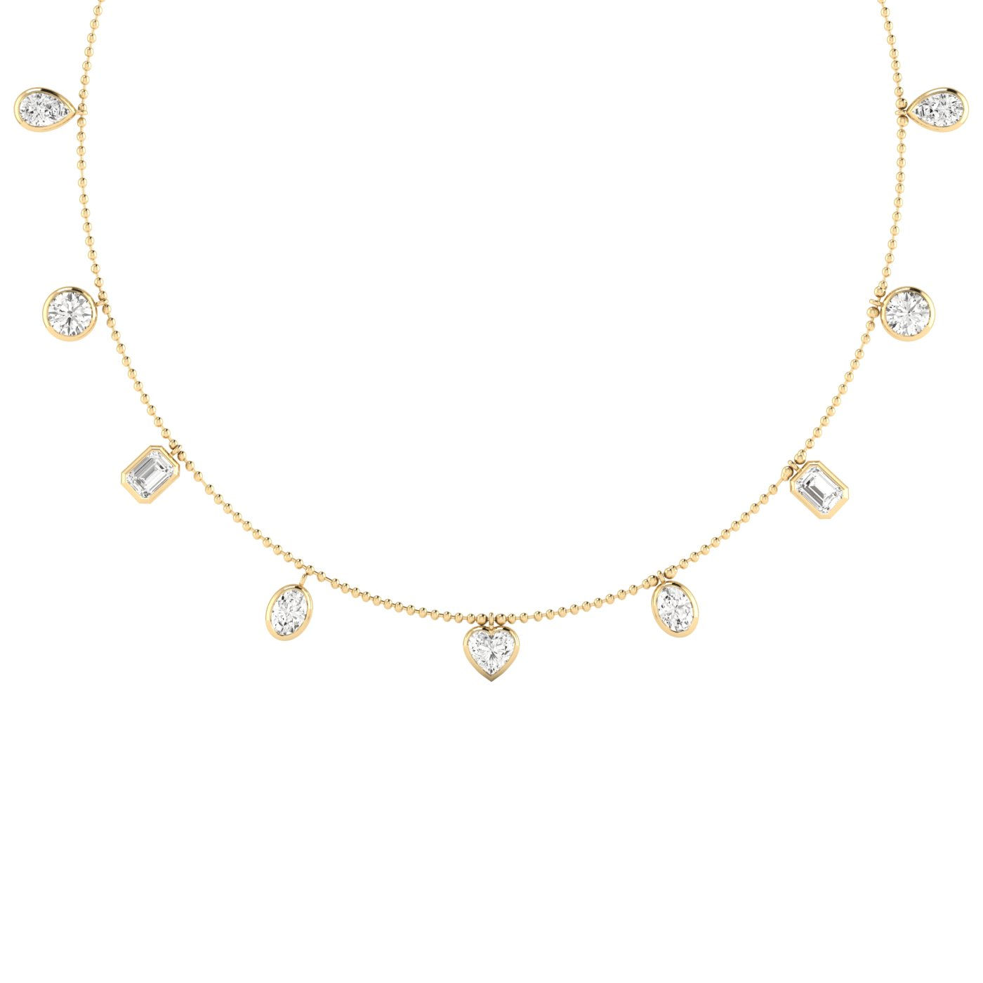 Multi Shape Bezel Droplet Necklace 8.00CTW