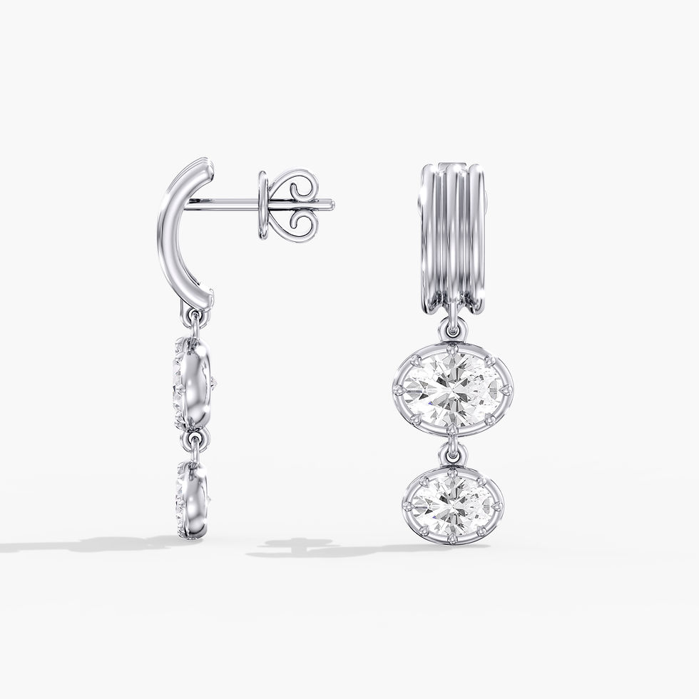 Thumbnail: Aura Oval Double Drop Earrings 14KT yellow gold white gold rose gold 3ctw