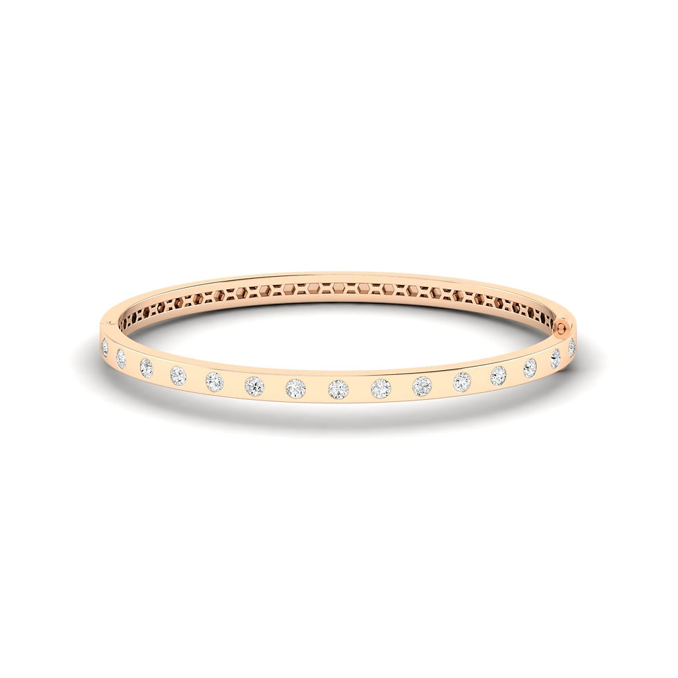 Thumbnail: Round Inlay Bangle 14KT yellow gold white gold rose gold 1.09CTW