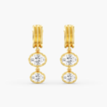 Aura Oval Double Drop Earrings 14KT yellow gold white gold rose gold 3ctw