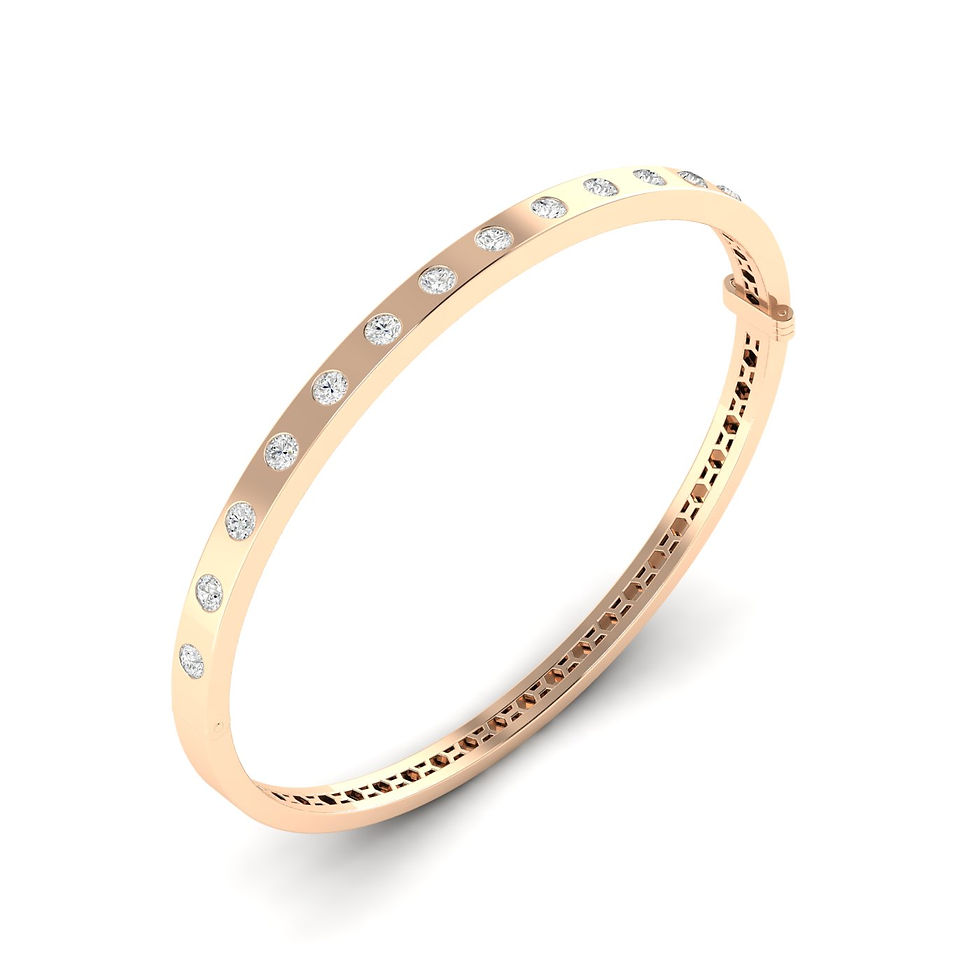 Thumbnail: Round Inlay Bangle 14KT yellow gold white gold rose gold 1.09CTW