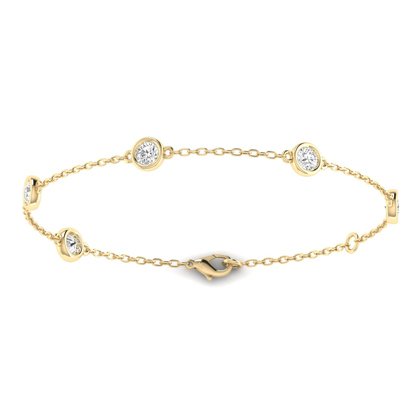 Emerald Bezel Station Bracelet 14KT yellow gold white gold rose gold 1CT