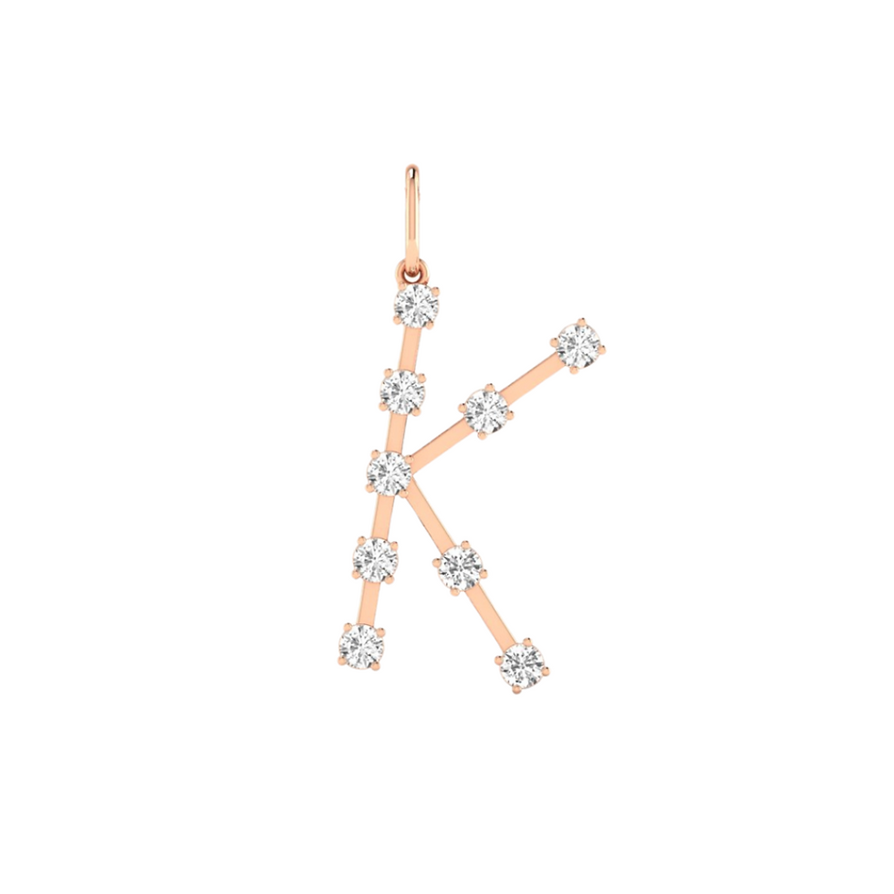 Thumbnail: Orbit Letter “K” Charm Pendant 14KT yellow gold white gold rose gold 1.00CTW