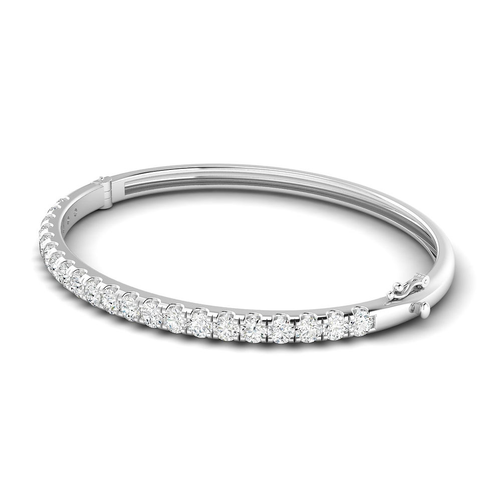 Thumbnail: Round Inlay Bangle 14KT yellow gold white gold rose gold 1.09CTW