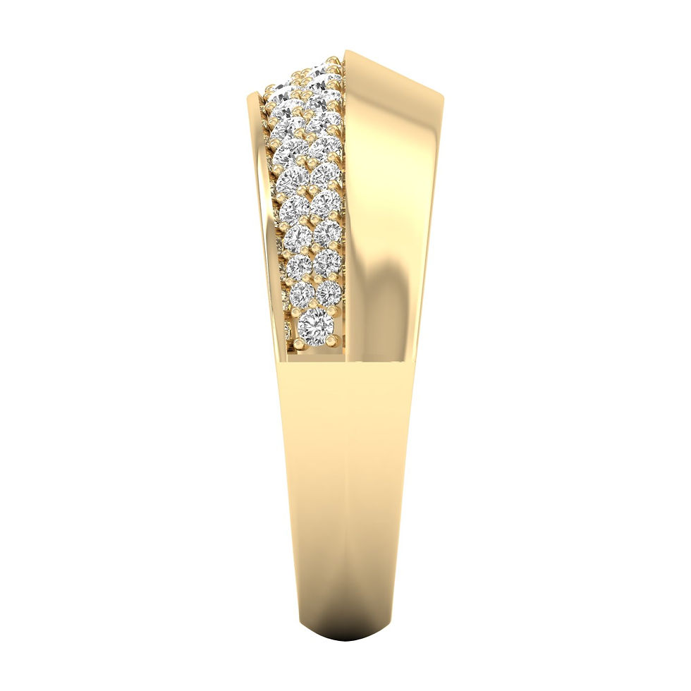 Thumbnail: Gold and Pave Knife Edge Ring 14KT yellow gold, white gold, rose gold 0.37CTW