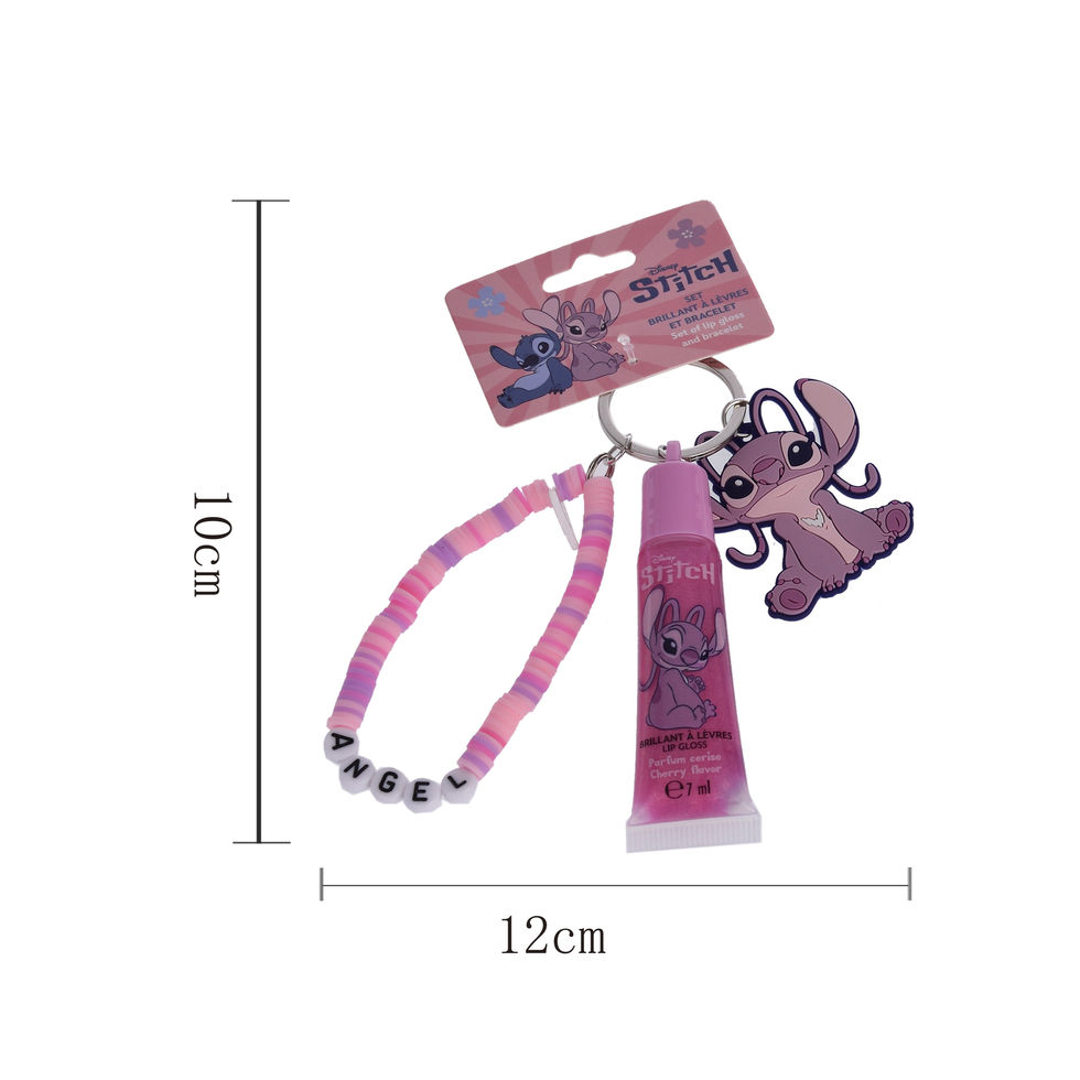 Stitch & Angel lip gloss set with alphabet bracelet