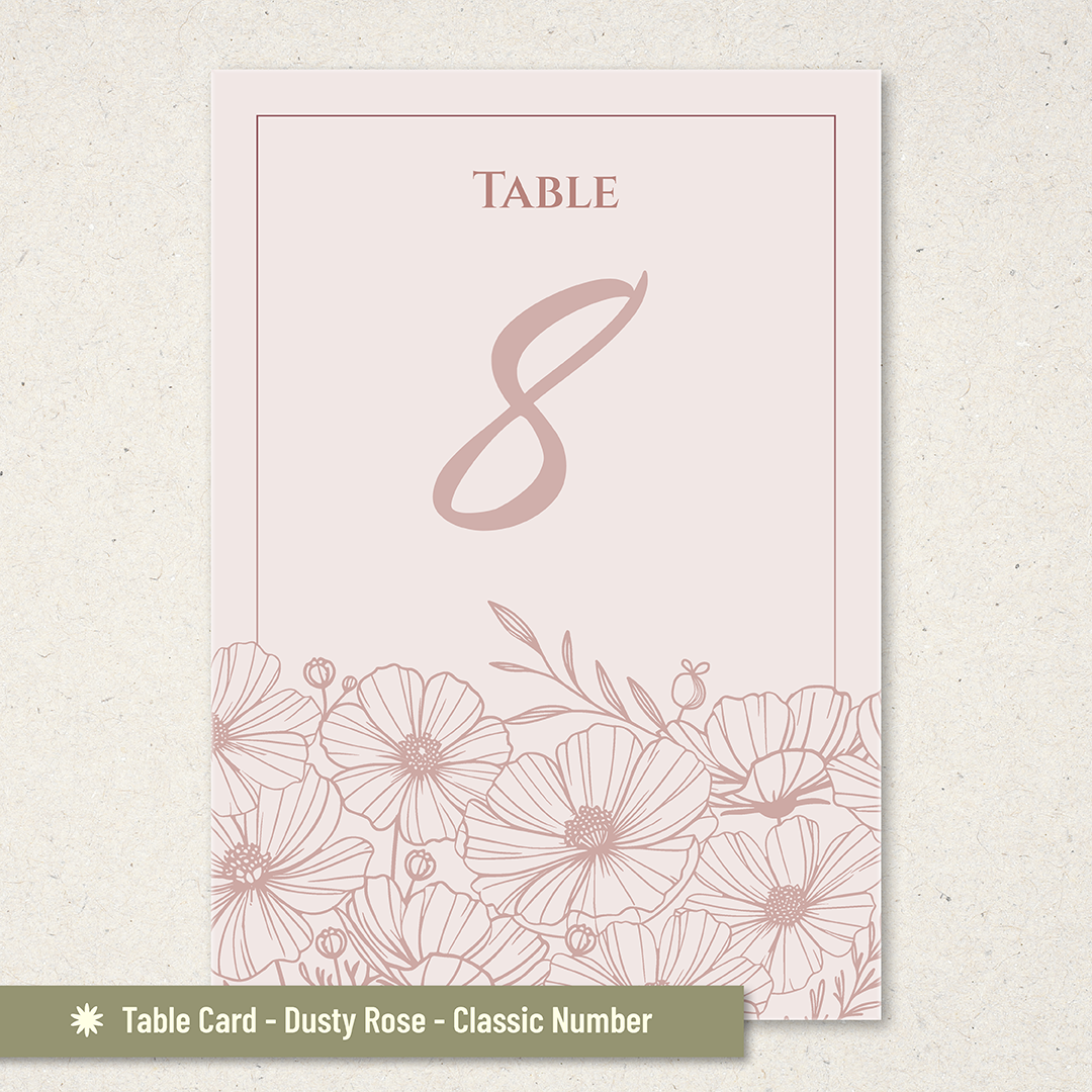 Poppy Dusty Rose - Table Name Cards