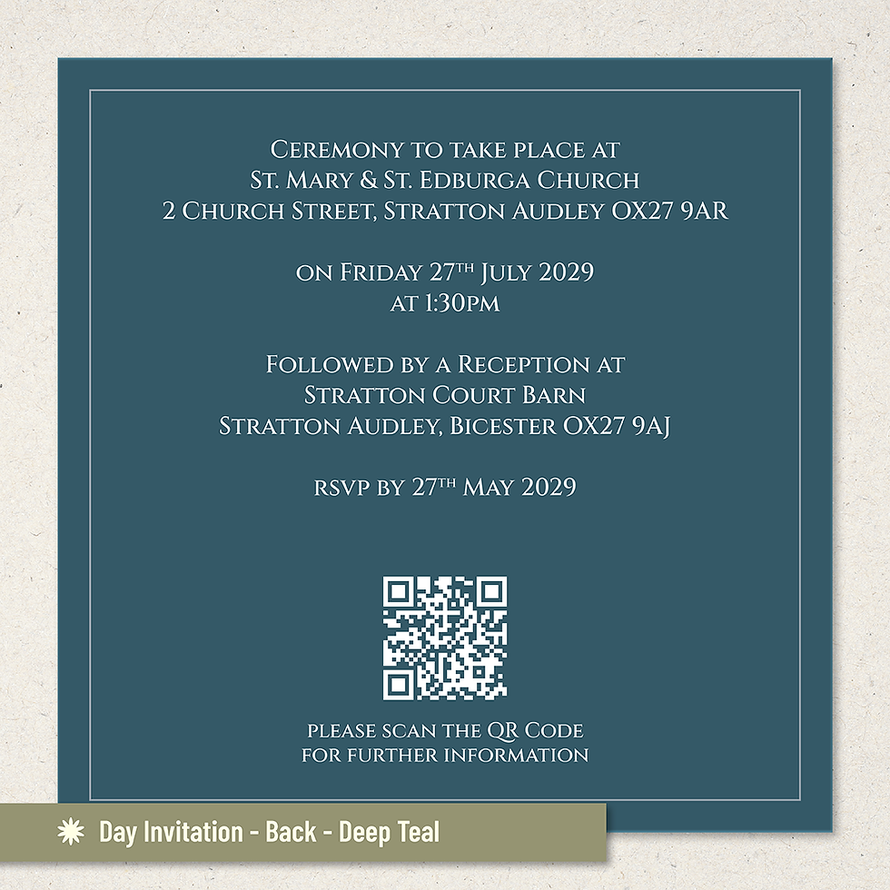 Thumbnail: Day Wedding Invitation - Poppy - Deep Teal with hand drawn illustration