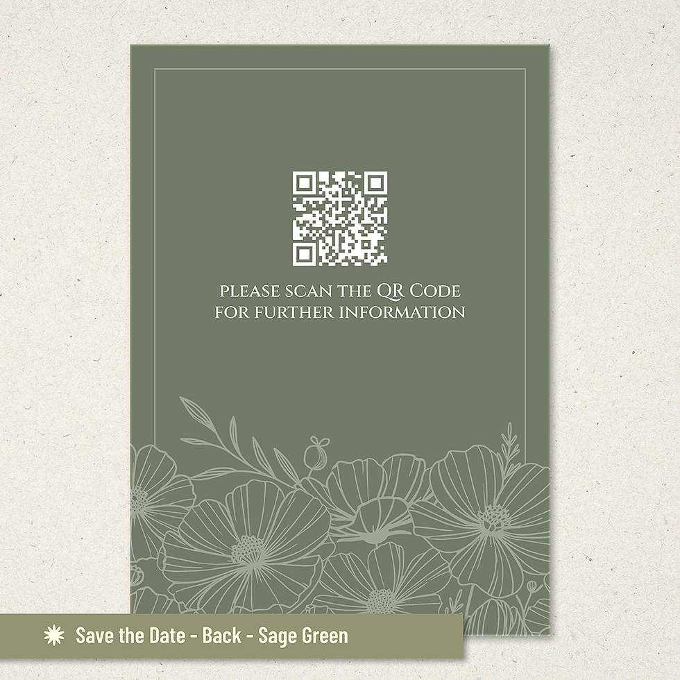 Thumbnail: Save the Date Wedding Invitation - Poppy - Sage Green with hand drawn illustration