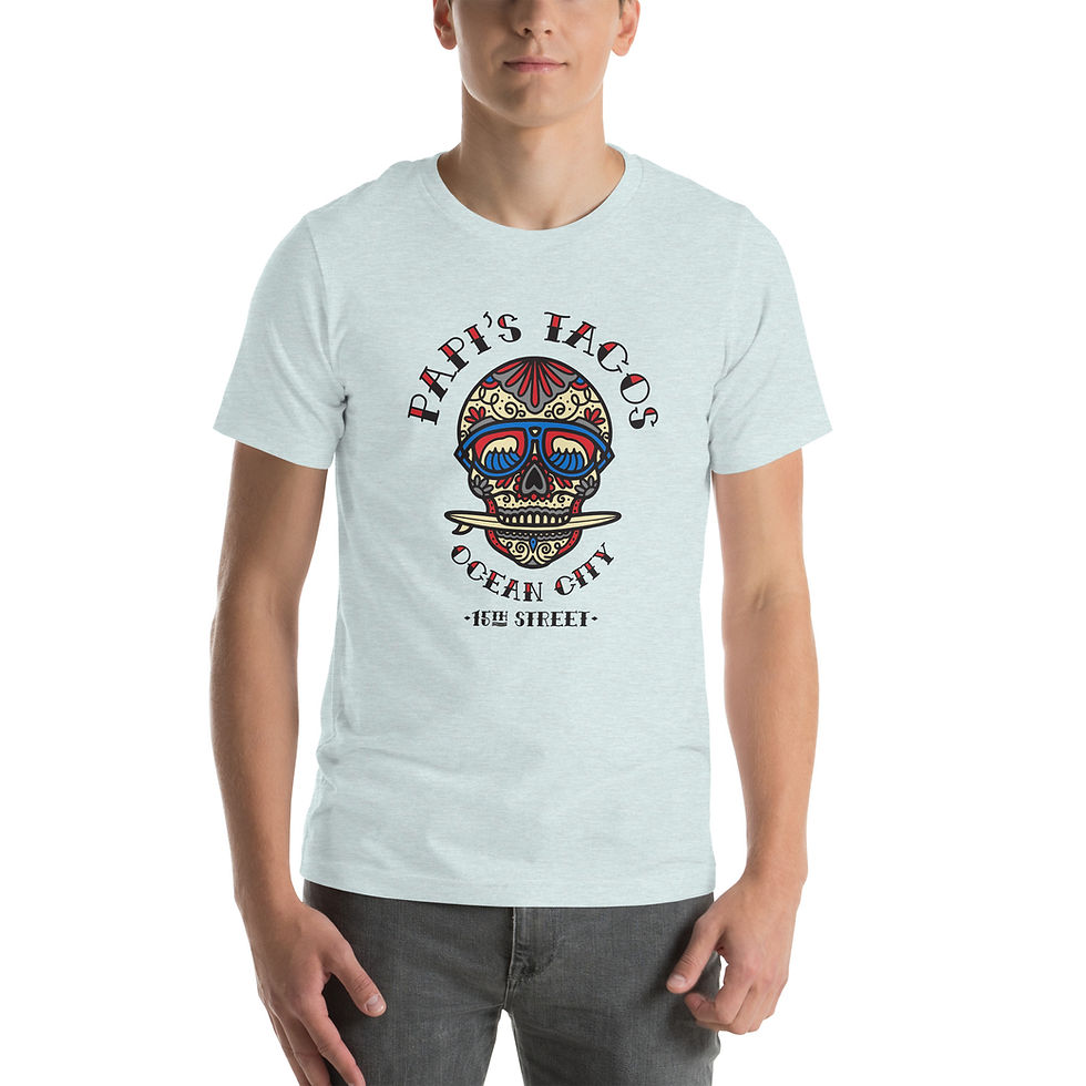 Thumbnail: SURFER SUGAR SKULL UNI-SEX T-SHIRT