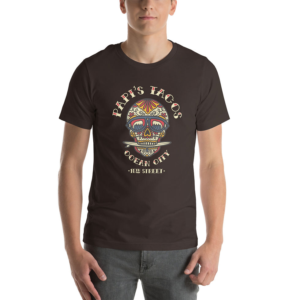 Thumbnail: SURFER SUGAR SKULL UNISEX TSHIRT