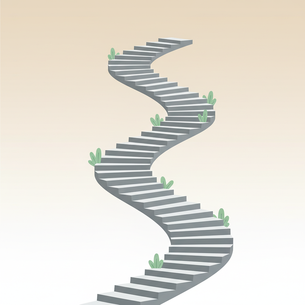 Curving staircase with plants.png