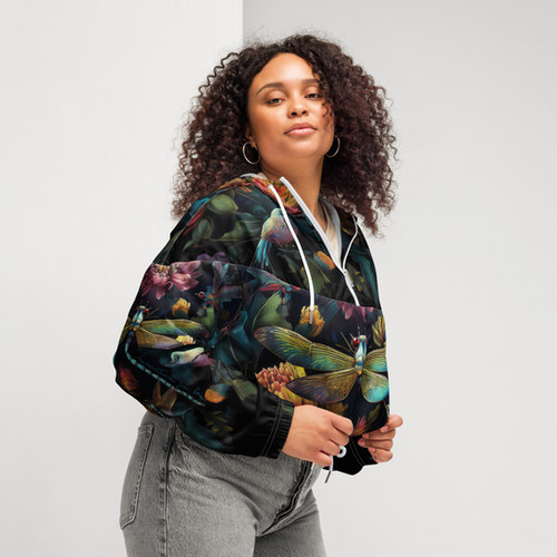[GRAVER]★ELBOW FLOWER DOT WINDBREAKER Dragonfly Flower Signature Collection cropped windbreaker