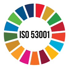 "ISO 53001" inscrit au centre du cercle représentant les 17 ODD des Nations Unies