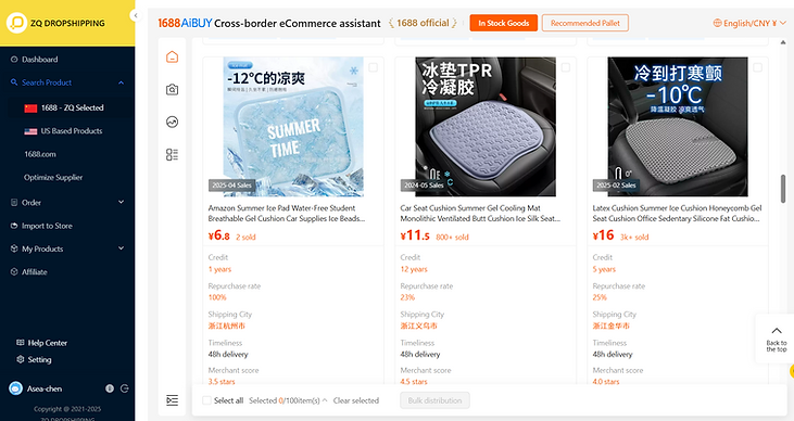 Diverse product selection on ZQ Dropshipping