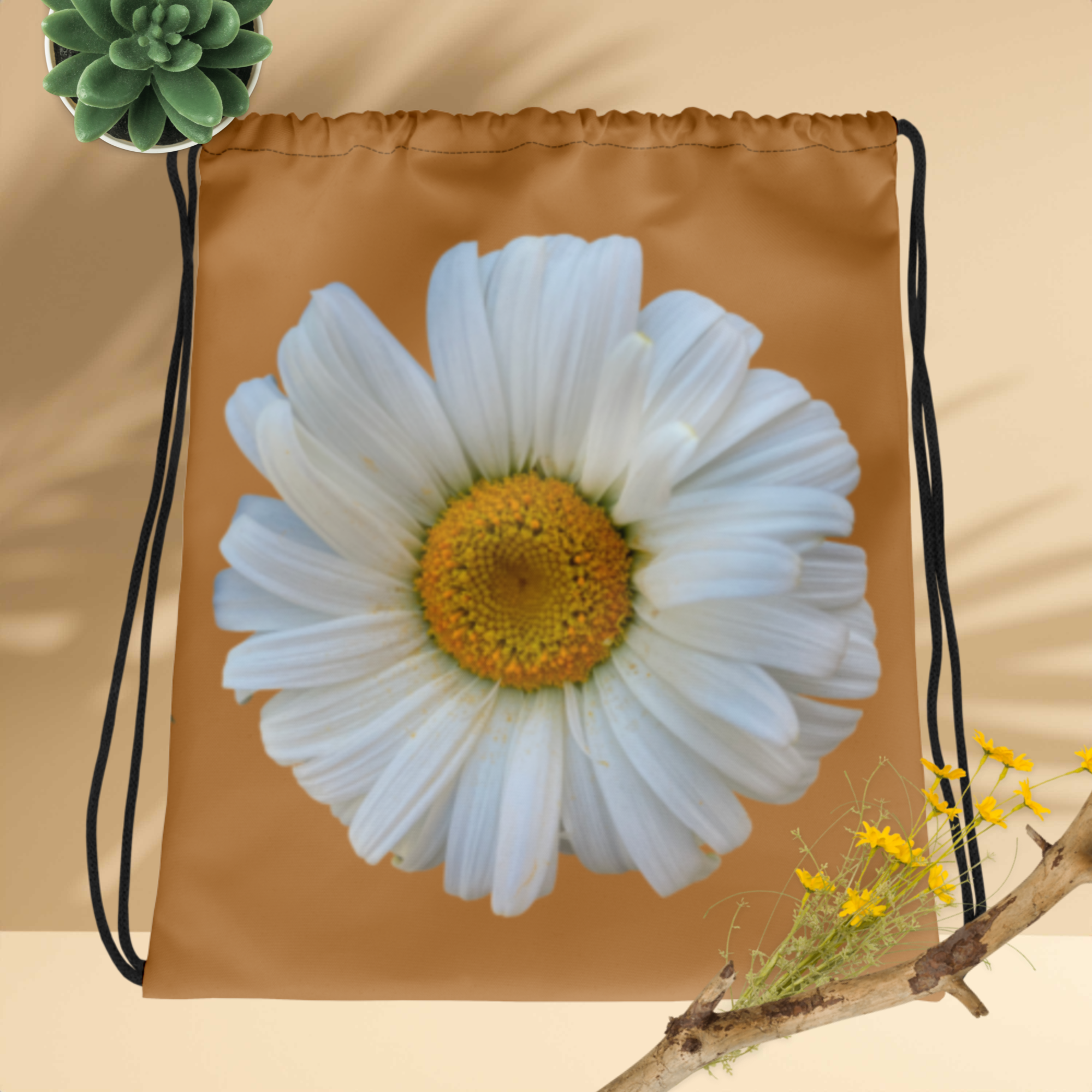 Mustard Jewel Drawstring Bag