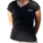 T-shirt noir Femme Laboa col en V vue de face