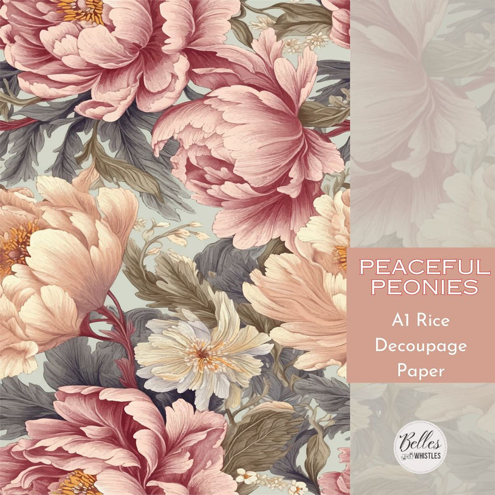Peony Rice Paper Peaceful Peonies A1 Rice Decoupage Paper | Gathered: A Native M