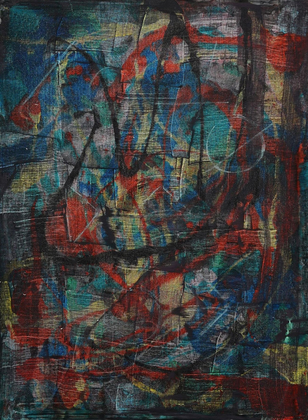 Fine art abstract painting Geometric Graffiti colourful with sharp strokes and geometric figures by Octavia Wild